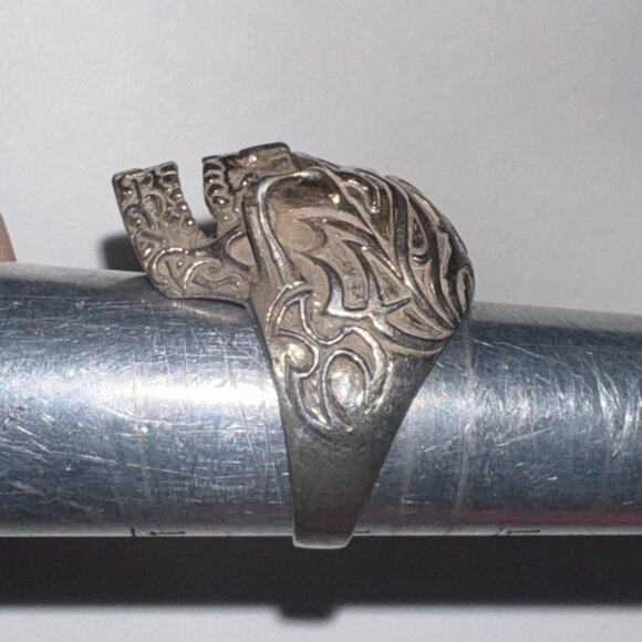 Sterling Silver Flame Skull Ring, Size 12 - Picture 11 of 15